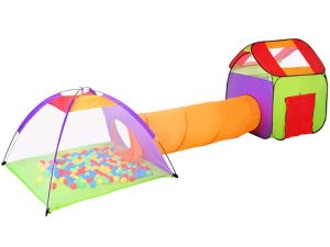 Tent for children HOUSE + tunnel + 200 balls (WNDR11756)