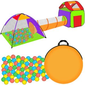 Tent for children HOUSE + tunnel + 200 balls (WNDR11756)