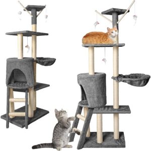 Cat tree 138 cm, gray (WNDR13575)