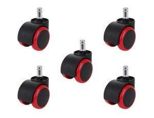 Office chair wheels - 5 pcs - red (WNDR13987)