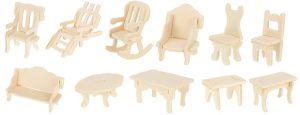 A set of wooden furniture for dolls 34 pcs. (WNDR14114)