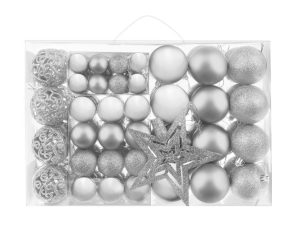 Christmas balls set of 100 pcs + silver star (WNDR14788)