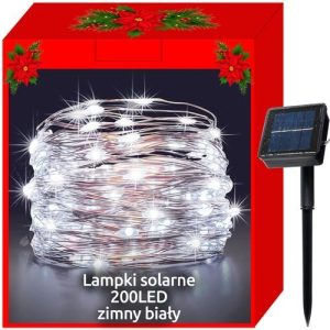 Solar Christmas lights - wires 200LED white (WNDR14847)