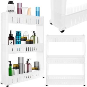 Mobile kitchen shelf on wheels, white (WNDR14947)