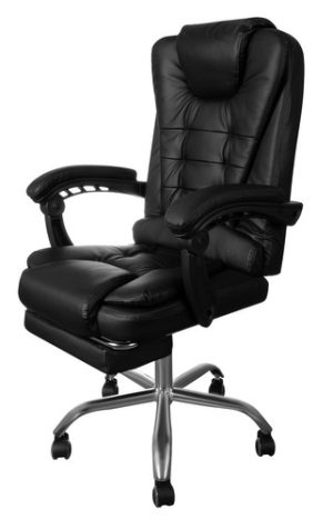 Office armchair with footstool eco leather - black (WNDR15567)