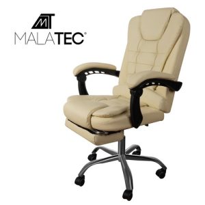 Office armchair with footstool eco leather - cream (WNDR15568)