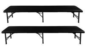 Folding garden table 180 cm + 2 benches - black (WNDR15910)