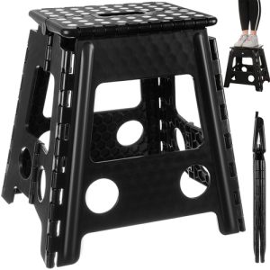 Folding stool black and white 39cm (WNDR15917)