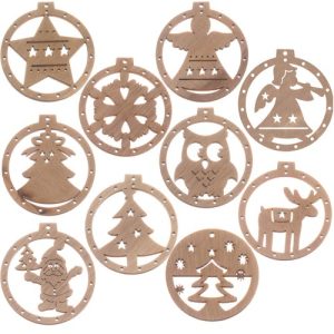 Wooden baubles - 10 pcs (WNDR16236)