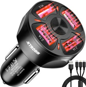 4x USB car charger + Xtrobb 19907 cable (WNDR16331)