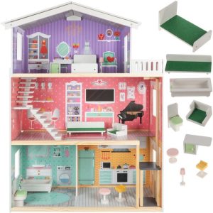 Kruzzel Dollhouse Large Dollhouse 114 cm 114 cm (WNDR16941)