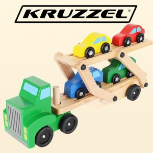 Wooden truck - tow truck + set of cars 22698 (WNDR17073)