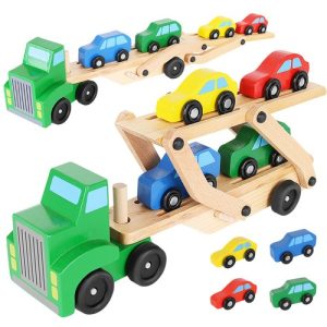 Wooden truck - tow truck + set of cars 22698 (WNDR17073)