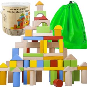 Wooden blocks - 100 pcs. Kruzzel 22666 (WNDR17220)