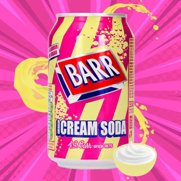 Barr Cream Soda – Smooth & Sweet Vanilla-Flavored Sparkling Drink, 330ml - Image 2