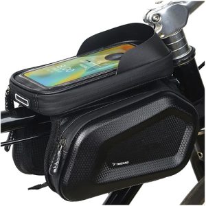 Waterproof Bike Phone Bag with Touch Panel – Frame-Mounted, 2 Side Pockets (WNDR25378)