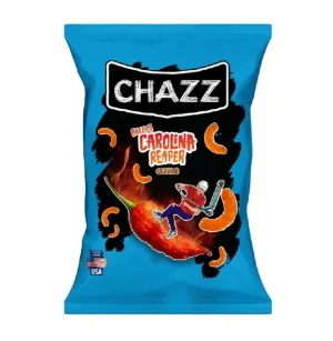 Chazz Crispy Corn Curls Cheezy Carolina Reaper – Spicy Cheese Flavored Corn Snack, 100g