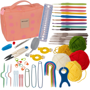 58-Piece XXL Crochet Set with Case – Crochet Hooks 0.6–6.0 mm, Yarn & Accessories (WNDR25692)