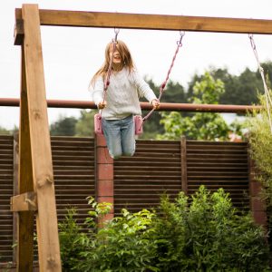 Children’s Rope Garden Swing – Powder Pink Bench-Style Seat for Indoor & Outdoor Fun (WNDR25445)