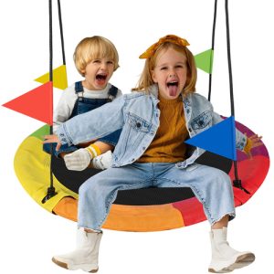Stork’s Nest Swing for Kids – Ø110 cm, Max Load 150 kg, Outdoor Garden Fun – by KRUZZEL (WNDR25284)