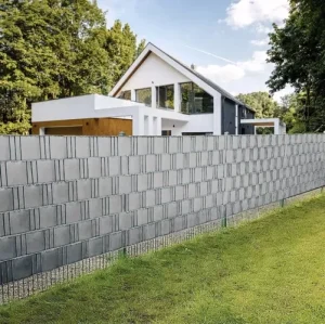 GARDLOV Strong Fence Tape 450g/m² for Panel Fence + 25 Mounting Clips – 19 x 3500 cm, Grey (WNDR23697)