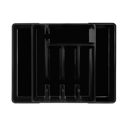 Black Cutlery Organizer for Kitchen Drawer with Sliding Insert (WNDR24748) - Image 10