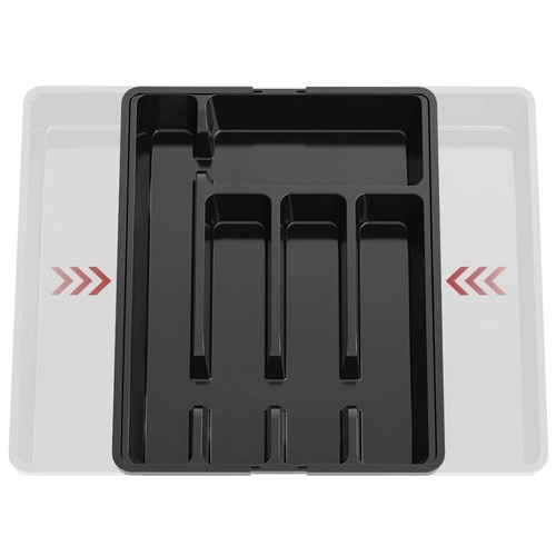 Black Cutlery Organizer for Kitchen Drawer with Sliding Insert (WNDR24748) - Image 5