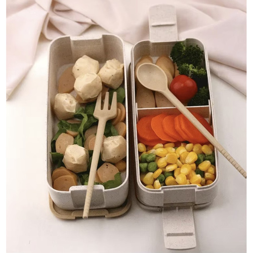 Eco-Friendly Dual-Compartment Lunchbox with Cutlery Set (WNDR24528) - Image 2