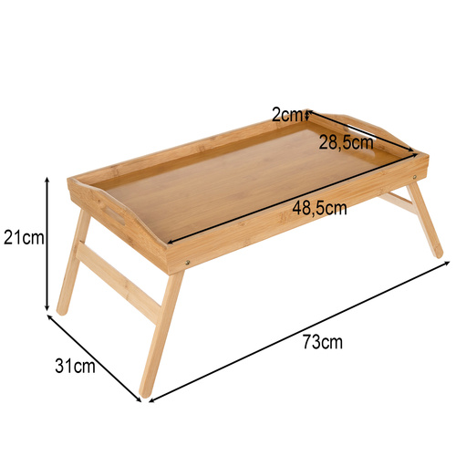 Folding Bamboo Breakfast Table for Bed with Laptop Function (WNDR25052) - Image 4