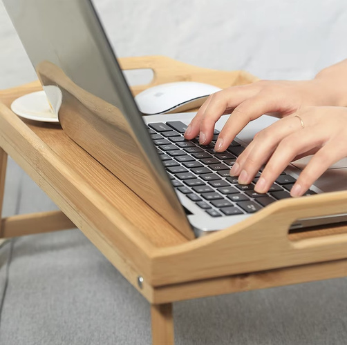Folding Bamboo Breakfast Table for Bed with Laptop Function (WNDR25052) - Image 5