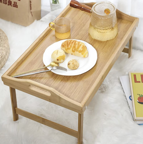 Folding Bamboo Breakfast Table for Bed with Laptop Function (WNDR25052) - Image 3