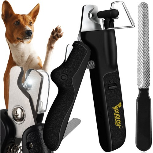 LED Nail Clippers for Dogs & Cats – Safe Pet Trimmer with File & Claw Catcher (WNDR24739)