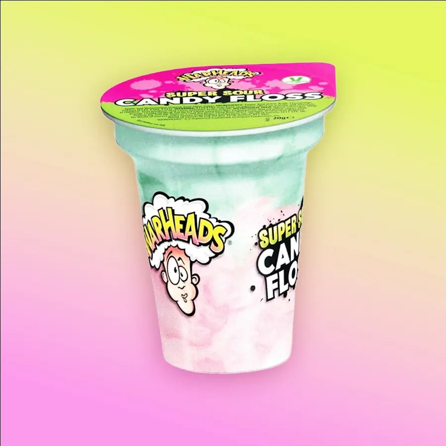 Warheads Super Sour Candy Floss – Apple & Watermelon Flavored Cotton Candy, 20g