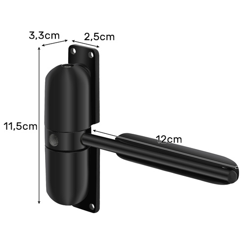 Door Closer with Arm – Black, Adjustable, Smooth and Quiet Closing for Doors Up to 60kg (WNDR25075) - Image 10