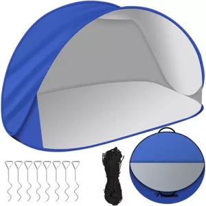 Large Beach Tent - Self-Extending Pop-Up Tent with UV and Rain Protection (WNDR23862)