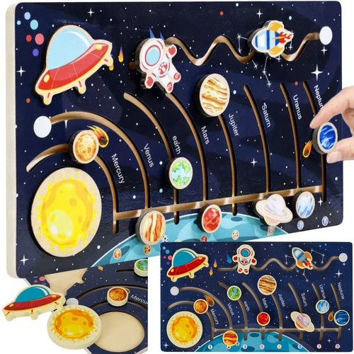 Montessori Wooden Solar System Puzzle – Educational Space Exploration Toy (WNDR24763)