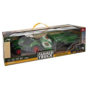 Remote Controlled Toy Tractor with Trailer – Functional Tipping Trailer and LED Lights (WNDR24850)