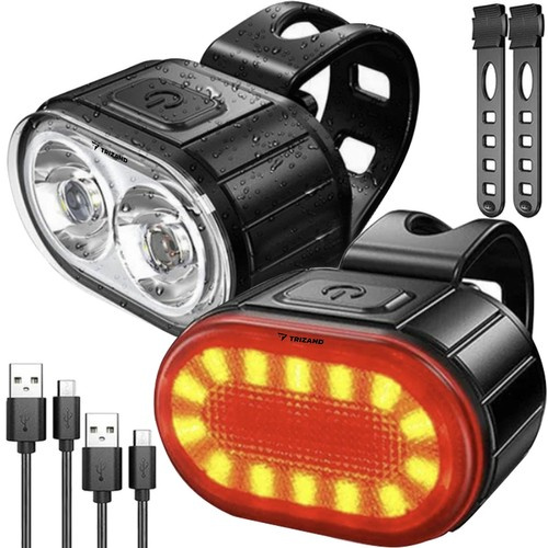 Trizand Bicycle Lamp Front & Rear LED Light Set – USB (WNDR24003)
