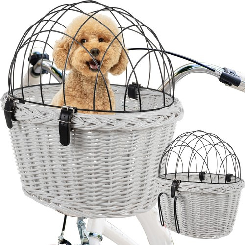 White Wicker Bicycle Basket for Pets (WNDR23972)