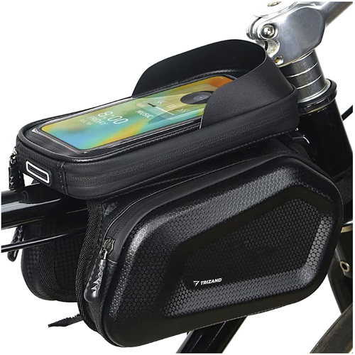 Waterproof Bike Phone Bag with Touch Panel – Frame-Mounted, 2 Side Pockets (WNDR25378)