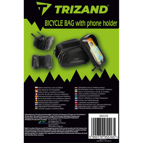 Waterproof Bike Phone Bag with Touch Panel – Frame-Mounted, 2 Side Pockets (WNDR25378) - Image 10