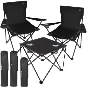 2 Folding Fishing Chairs + Camping Table Set (WNDR25468)
