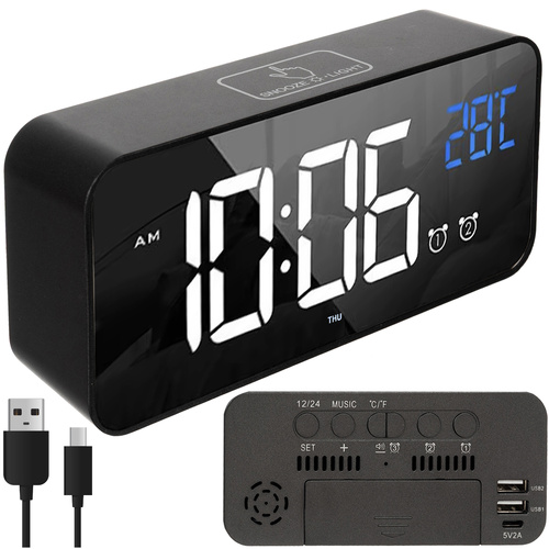 Multifunctional LED Alarm Clock - USB & Battery Powered (WNDR24736)