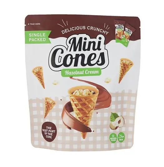 Mini Cones Hazelnut Cream – Winter Cone Snack with Hazelnut Filling, 100g