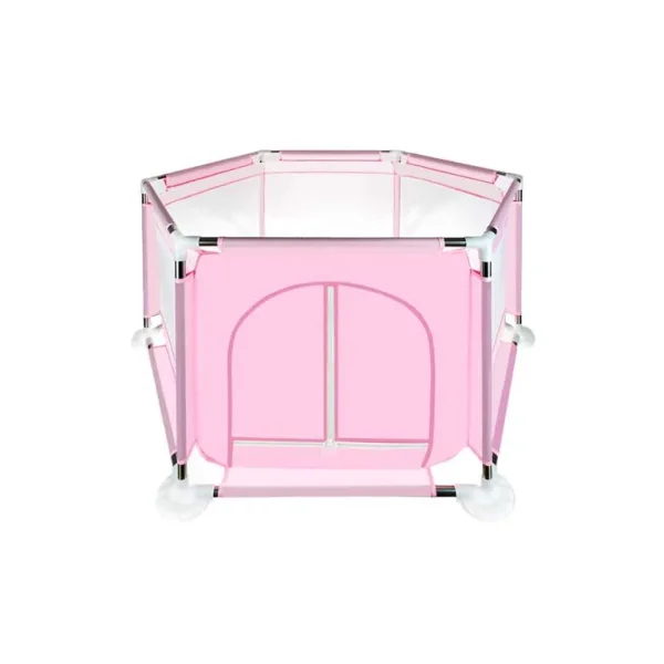 Stainless Steel Playpen with Transparent Mesh – Light Pink