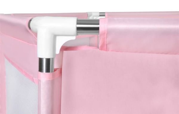 Stainless Steel Playpen with Transparent Mesh – Light Pink - Image 4