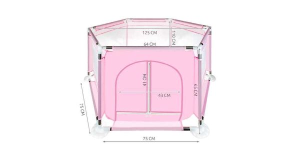 Stainless Steel Playpen with Transparent Mesh – Light Pink - Image 6