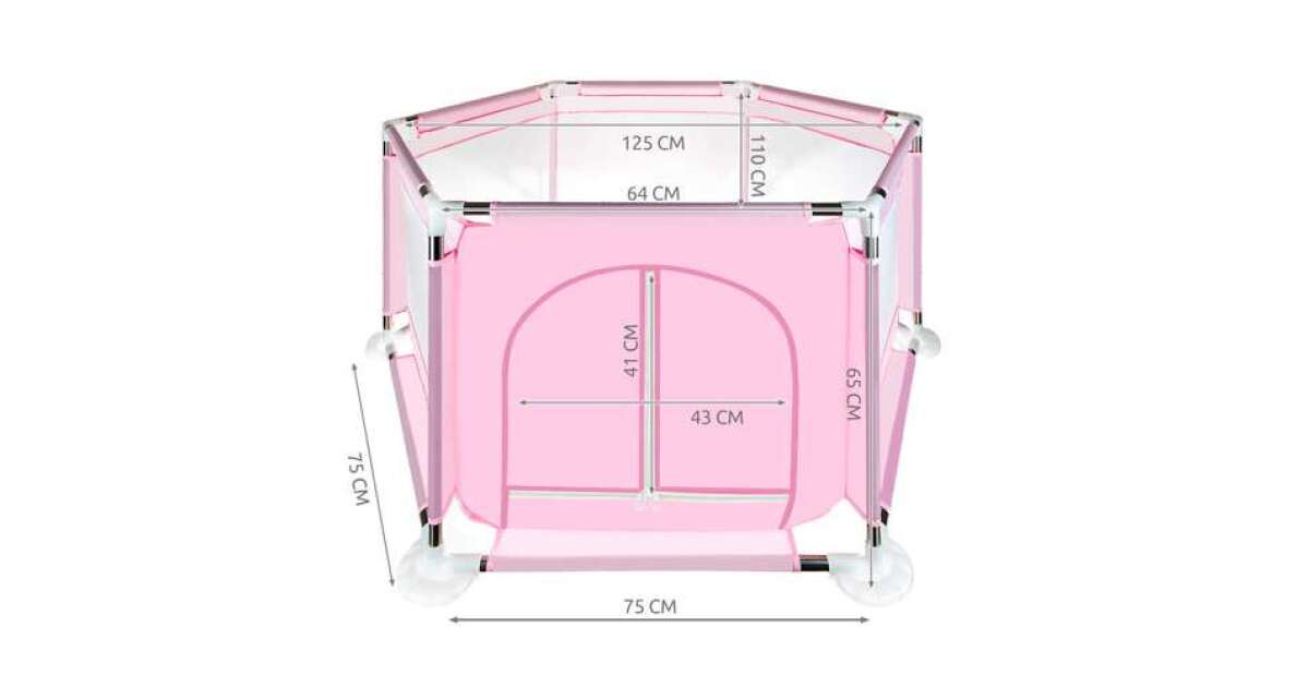 Stainless Steel Playpen with Transparent Mesh – Light Pink - Image 6
