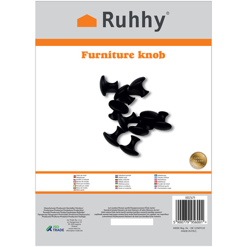RUHHY Furniture Handle Knobs – 10pcs 30mm Matte Black Knobs for Cabinets and Drawers (WNDR25679) - Image 6