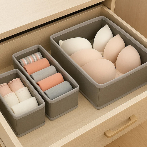 RUHHY Drawer Organizer for Underwear, Socks, and Accessories – Complete Set of 6 Containers (WNDR25764) - Image 2